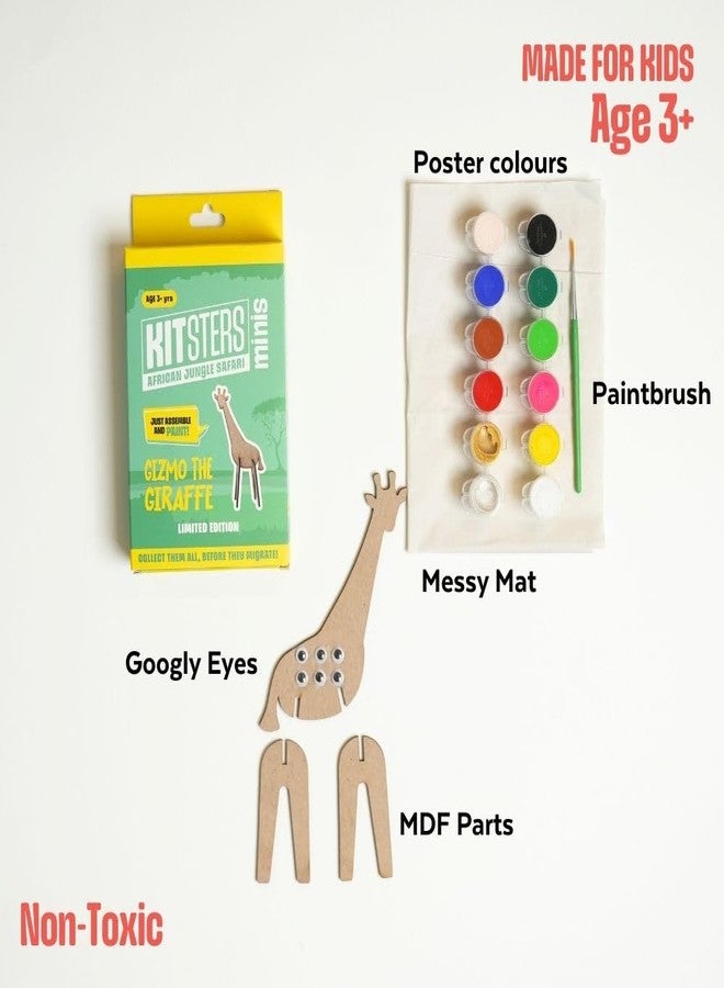 KITSTERS DIY Minis: Gizmo The Giraffe | Animal Shape MDF Cut Out | Assemble It - Paint On It | Ideal Birthday Return Gift Item | Art & Craft | Fun Activity for Kids | Detailed Video Workshop Included - Image 2